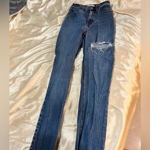 Abercrombie & Fitch Dark Blue Distressed Straight Leg Jeans